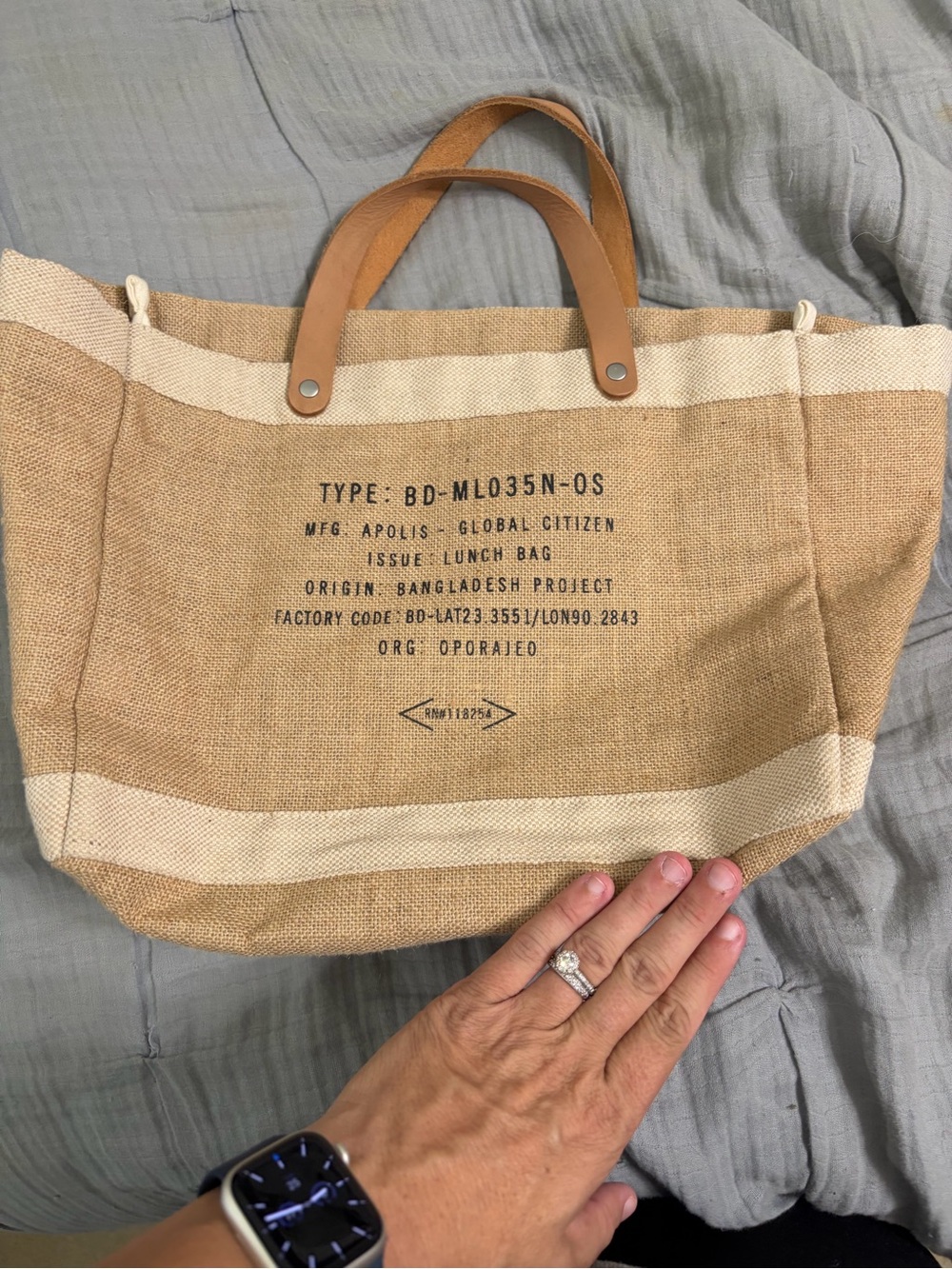 Magnolia Script Market Tote - Picture 3 of 5